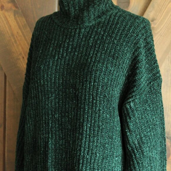 Vintage 1980s Sweater, Kenzo Paris Green Chenille Turtleneck Tunic - Picture 11 of 11